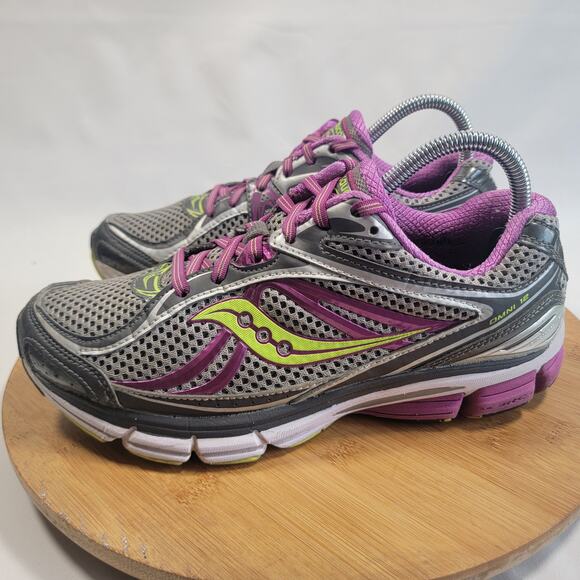Saucony Omni 12 Running Sneakers Shoes Women 9.5 Silver Purple - Picture 1 of 14
